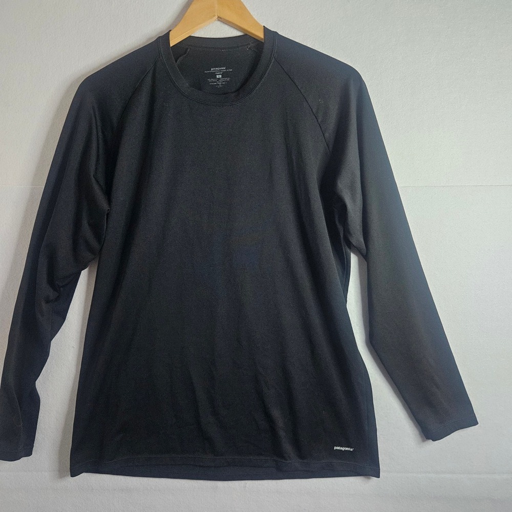 Patagonia Capilene Mens Large Black Long Sleeve Performance Baselayer Shirt L